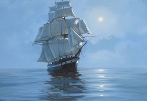 корабль, James brereton, живопись, парусник, картина, море