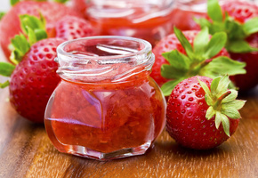 клубника, варенье, банка, Еда