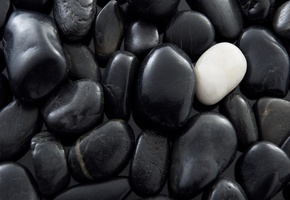 Галька, камни, черные, белый