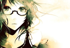 vocaloid, лицо, gumi, очки, девушка, Аниме, глаза