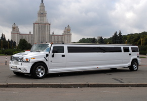 улица, хамер, белый, Hummer, лимузин