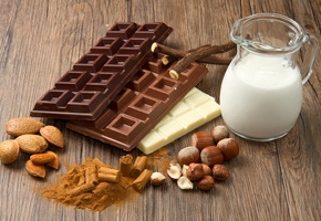 миндаль, шоколад, орехи, молоко, Сладкое, фундук