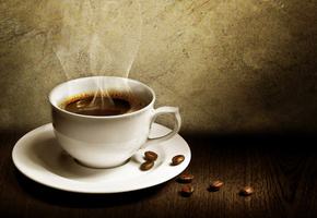 Чашка, кофе, зёрна