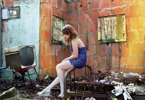 руины, настроение, дом, Девушка