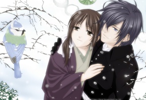 chizuru yukimura, парень, пара, Hakuouki shinsengumi kitan, saito hajime, девушка