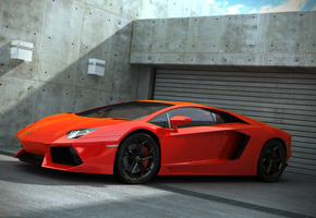 aventador, Lamborghini, гараж, оранж