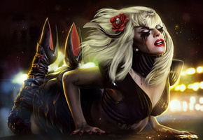 0mri, цветок, Lady gaga, певица, поза, арт, огни, эпатаж