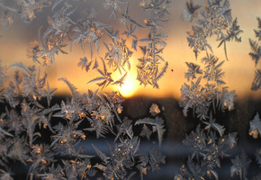 холод, зима, Макро, закат, мороз, стекло