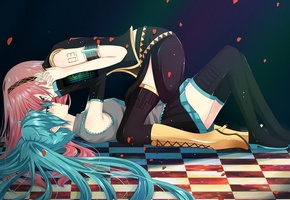 vocaloid, megurine luka, вокалоид, hatsune miku, Аниме, хатсуне мику