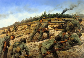 war, дым, американцы, солдаты, лес, Война, вентовки