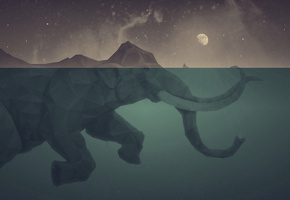 луна, остров, Слон, корабль, море