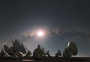 луна, Млечный путь, радиотелескоп, звезды