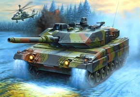 Рисунок, enzo maio, вертолет, основной боевой танк