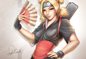 art, Naruto, наруто, веер, temari, темари, douglas bicalho, девушка