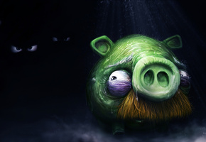 тьма, Angry birds, злые птицы, свинья, страх