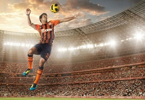 мяч, Фк шахтёр, эдуардо, прыжок, стадион