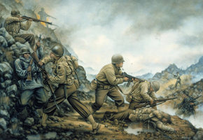 Red bull in the winter line by donna neary, 1943, november 29-december 3, italy, pantano