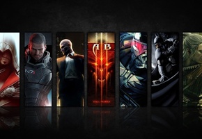 mass effect, diablo 3, Assassins creed, шепард, эцио аудиторе, crysis, hitman