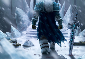 fanart, arthas, льды, трупы, wow, зима, World of warcraft, меч, снег, lich king