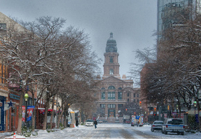 Courthouse, форт-уэрт, usa, texas, снег, техас, snow, fort worth