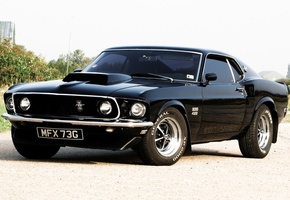 мустанг, босс, Ford, передок, форд, mustang, 1969, 429, чёрный, boss