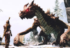 девушка, Skyrim, воин, the elder scrolls v, дракон.
