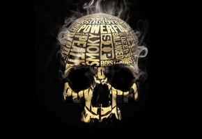 Чёрный, глазницы, фон, текст, слова, череп, курильщик