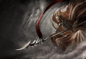 demonicon, посох, скелет, The dark eye, лич, дымка, копье