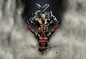 оружие, deadpool, cable, Marvel, comics, супер герои, комикс, туман