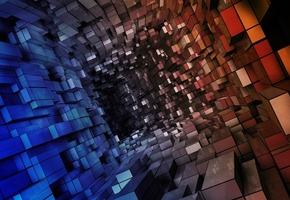 отражение, Туннель, тоннель, квадраты, абстракция