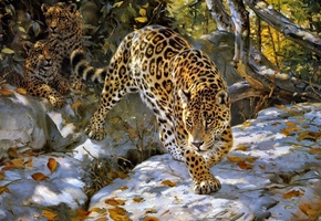 Donald grant, арт, ягуар, осень