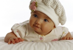 малыш, ребенок, шапочка, белый, фон