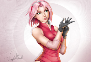 Art, сакура, douglas bicalho, наруто, перчатки, naruto, sakura haruno