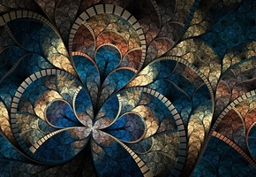 Фрактальный узор, яркость, абстракция, изгибы, мозаика