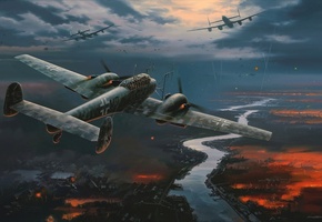 nicolas trudgian, самолет, Рисунок, ночной истребитель