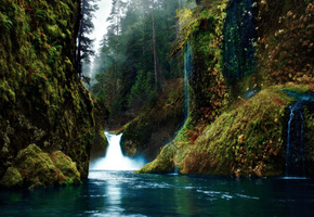 Природа, лес, река, водопад