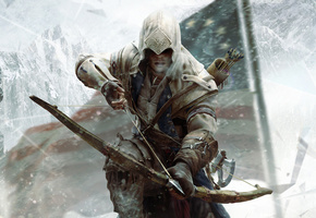 Assassin, Creed III, Wallpaper, Ubisoft, Bow, Лук, Убийца