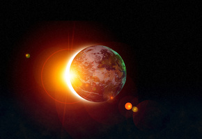 Пространство, sunrise, планета