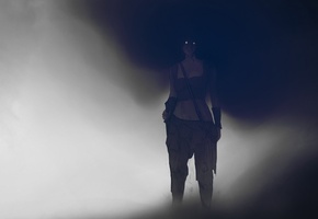 Аниме, девушка, туман, темно, глаза