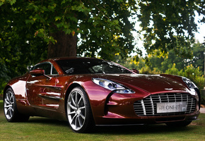 газон, дерево, англия, Aston martin, one-77, дуб, астон мартин