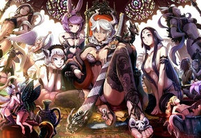 фея, девушки, крылья, haitaka, демон, Арт, рога, уши, неко