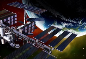 рендер, Земля, мкс, станция, орбита, графика