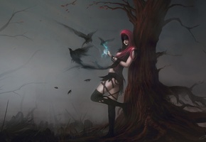 магия, Арт, morrigan, blinck, вороны, dragon age, птицы, девушка