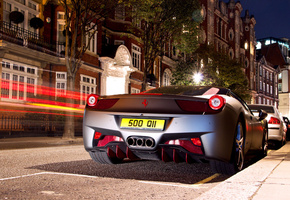 spider, город, italia, Ferrari, 458, выдержка, ночь, огни