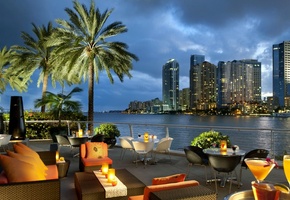 океан, город, залив, сша, майами, кафе, флорида, Miami