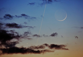 юпитер, Луна, мкс, след, облака