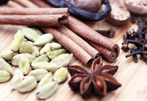 бадьян, кардамон, Специи, корица, ваниль, гвоздика