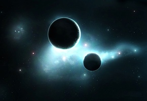 Планеты, satellite, туманность, звезды, свечение