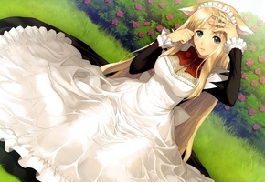 форма, taka tony, слезы, уши, неко, девушка, Арт