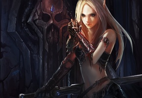 кровь, меч, chenbo, эльфийка, доспехи, wow, World of warcraft